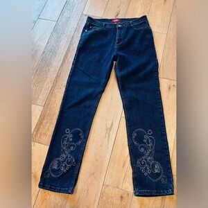 COS JEANS Denim Jeans Rhinestone Embellished On Straight Legs & Pockets